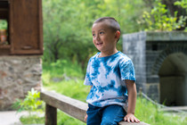 Blue Sequel White Family Ancient Fazal Dyed Pure Cotton Children Sky T-shirt Pure Natural Plant Dyeing Customizable