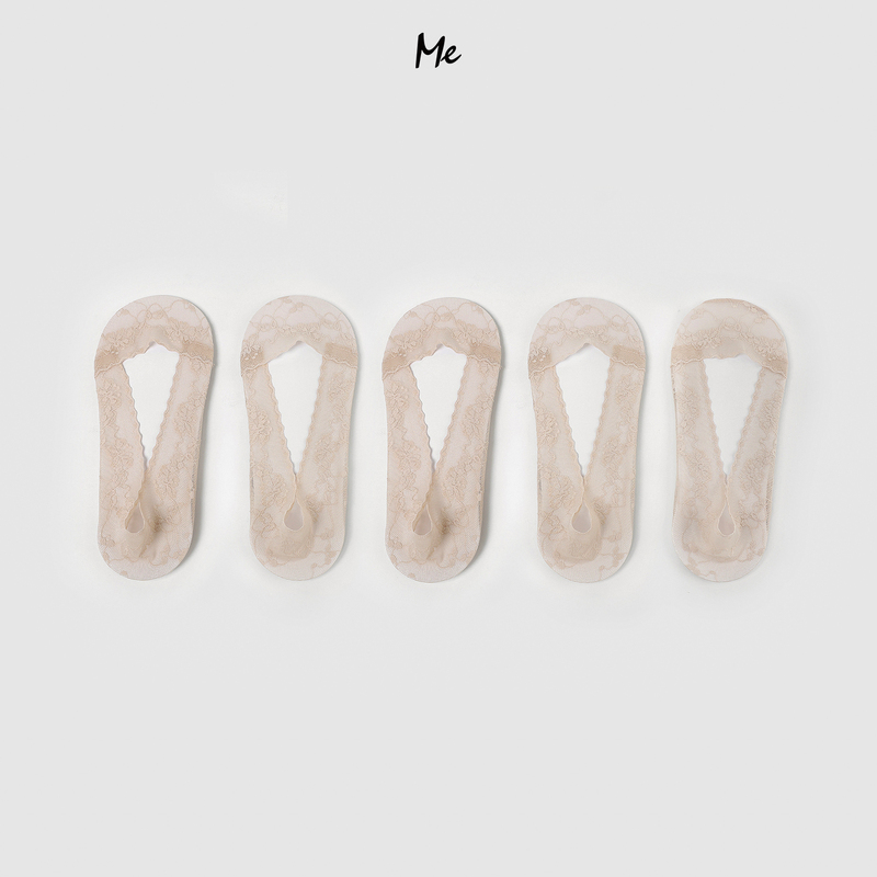 Me【Lace Boat Socks (Set of Five Pairs)】Water-Soluble Lace Super Soft Breathable Versatile Socks Mehs2523