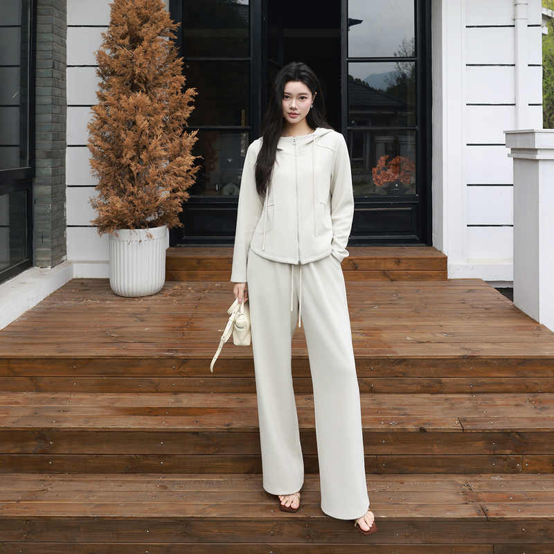 Laoyangjia Clothing [Plasticine Set] Soft and Slim-Fit Versatile Sweatshirt and Long Pants Casual Two-Piece Set