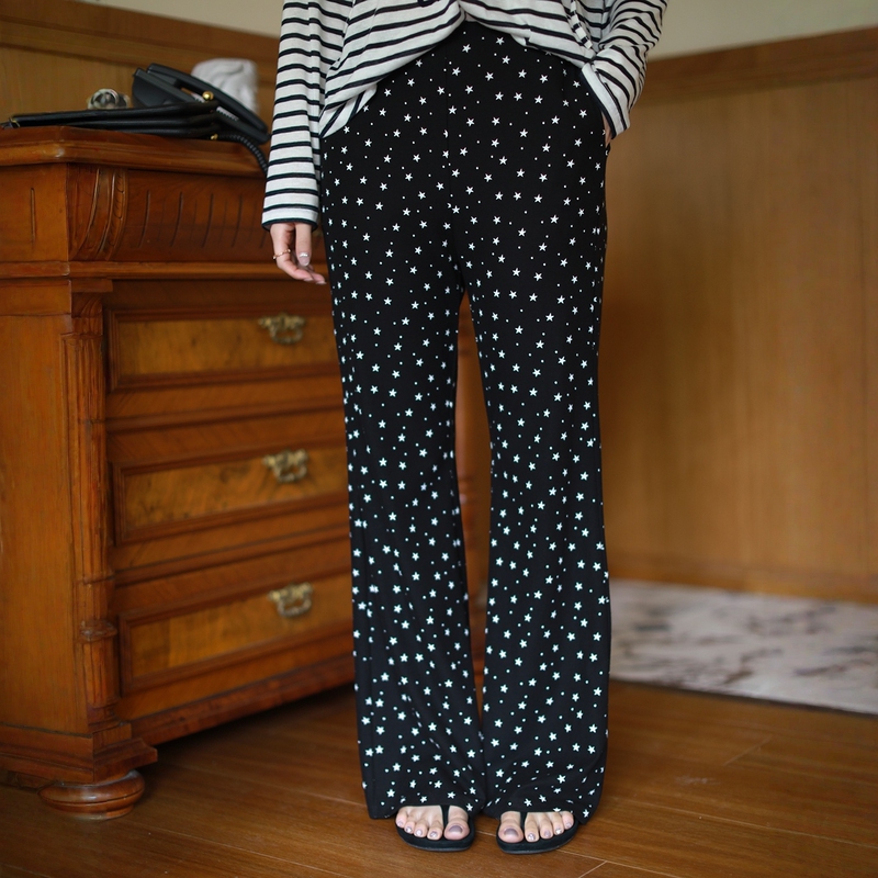 Me【Star Flared Pants】Modal Cotton Star Print Breathable Slimming Versatile Fashion Pants Mehs4867 Me【Star Flared Pants】Modal Cotton Star Print Breathable Slimming Versatile Fashion Pants Mehs4867