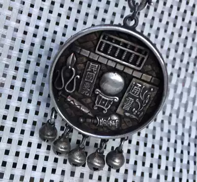 Antique collection antique white copper silver-plated pendant during the Republic of China
