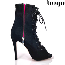 burju-Rude Boy rose red lace high-heeled jazz dance boots heels Latin Salsa high-heeled dance boots
