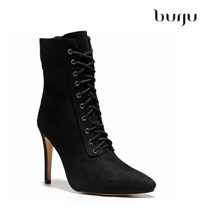 Burju-Khadija black suede high-heeled jazz dance shoes autumn and winter dance boots