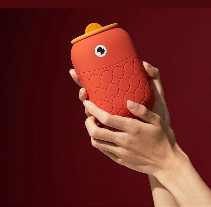 Koi hot water bag with water cute portable hot water bag can be microwaved for heating New Year's mini creative gift