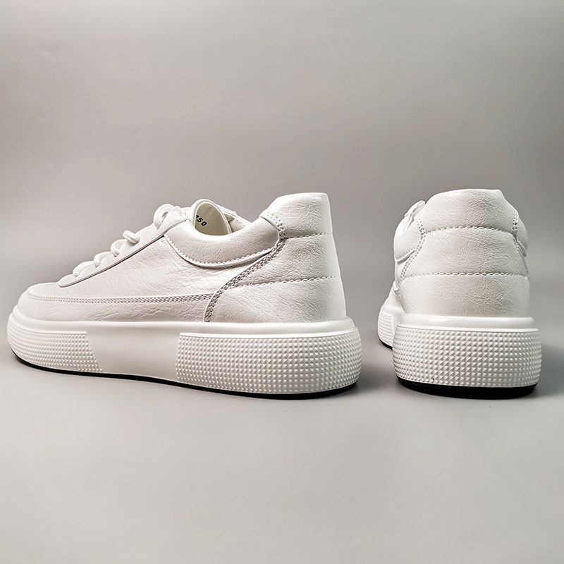 Small white shoes men's thick bottom breathable all-match trend autumn 2022 new senior men's casual leather white shoes men's shoes