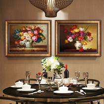Light luxury American restaurant decorative painting Entrance aisle Atmospheric European hanging painting Living room Villa background wall painting flowers