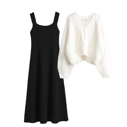 Осенний комплект, юбка, свитер, трикотажное платье, подходит для подростков, в стиле Шанель, изысканный стиль