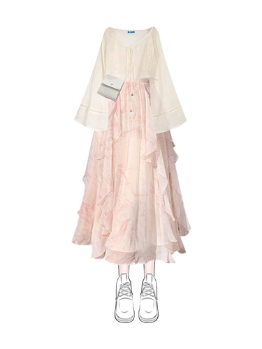 Комплект, элитная юбка, французский стиль, защита от солнца