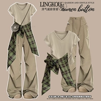 Хаки зеленая рубашка, штаны, комплект, 3 предмета