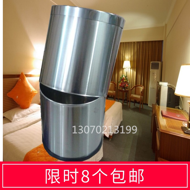 Hotel Stainless Steel Guest House Trash Can No Cover Guesthouse Room Barrel Monolayer Trash Can Home KTV Round Guest Bucket