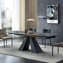  Simple and modern multi-function telescopic folding dining table and chair combination Italian minimalist small apartment rectangular dining table rock board