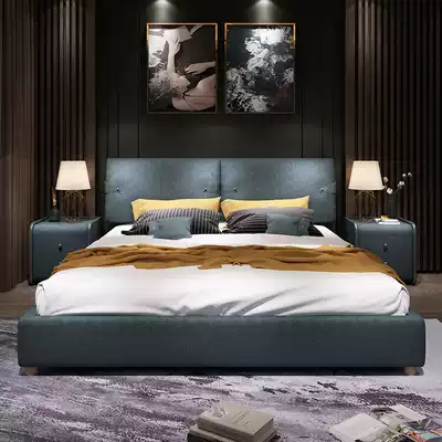 Nordic Wood cloth bed simple modern soft bag double bed 1 8 m 1 5m small apartment cloth bed removable and washable