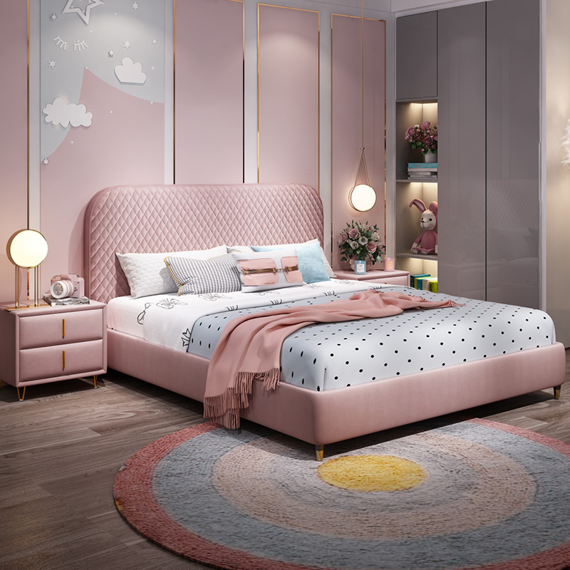 Cloth Art Bed 1 8 Master Bedroom Minimalist Modern 1 5 Nordic Tech Cloth High Box Storage Can Be Torn Apart Princess Double Bed