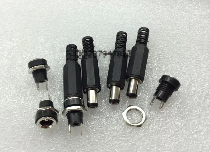 12V power adapter 5.5 x 2.1 2.5 plastic DC male head and plastic female two fixed DC plug socket