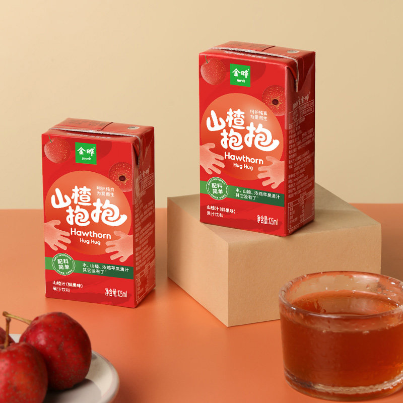 山楂抱抱鲜果山楂果汁苹果山楂汁儿童饮料小瓶独立装125ml