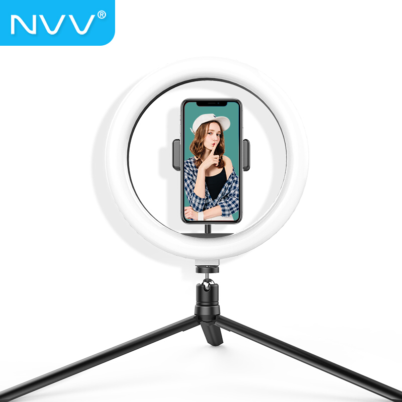 NVV 直播支架桌面三脚架手机支架带美颜补光灯抖音快手自拍NS-18