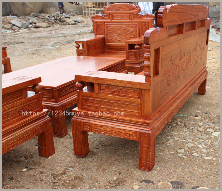 Trung Quốc elm gỗ bảng phụ sofa tiền phòng khách sofa cuối kết hợp đồ nội thất chạm khắc cổ gỗ gụ - Ghế sô pha ghế sofa giường kéo