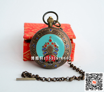 Double-open pocket watch classical mechanical pure copper enamel imitation antique Forbidden City collection clock movie props