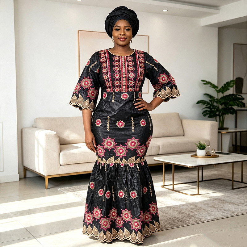Robe Ethnic Style Women's Clothing Bazan Dress New African Plus Size Long Dress Headscarf African Dress