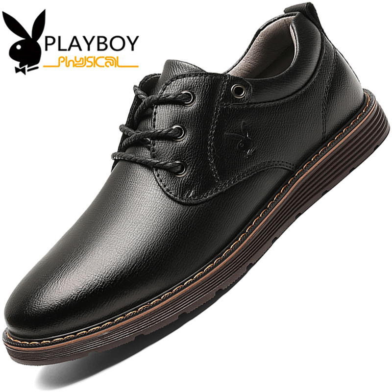 Playboy men's shoes Korean version trend leather breathable business dress casual leather shoes men's British youth shoes