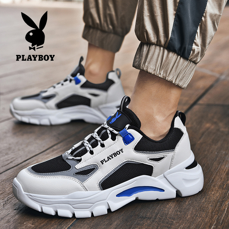 Playboy sneakers summer men's shoes breathable mesh running shoes Korean version of the trend casual shoes all-match deodorant