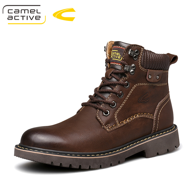 Camel dynamic Martin boots men's winter leather high tube shoes tooling trendy cotton shoes men's short boots warm casual men's boots