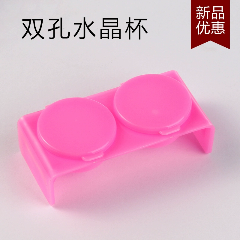Nghệ thuật làm móng Cúp pha lê hai mục đích có nắp Cốc pha lê hai lỗ lật bằng nhựa Dụng cụ đựng nước rửa bút / chất lỏng pha lê - Công cụ Nail