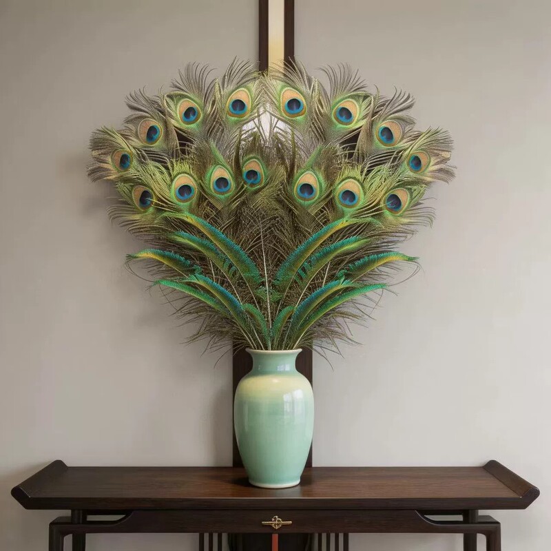 9 Natural Real Peacock Feathers for Living Room Decoration, Vase Flower Arrangement, Peacock Feathers for Attracting Wealth and Good Fortune, Feng Shui Ornaments