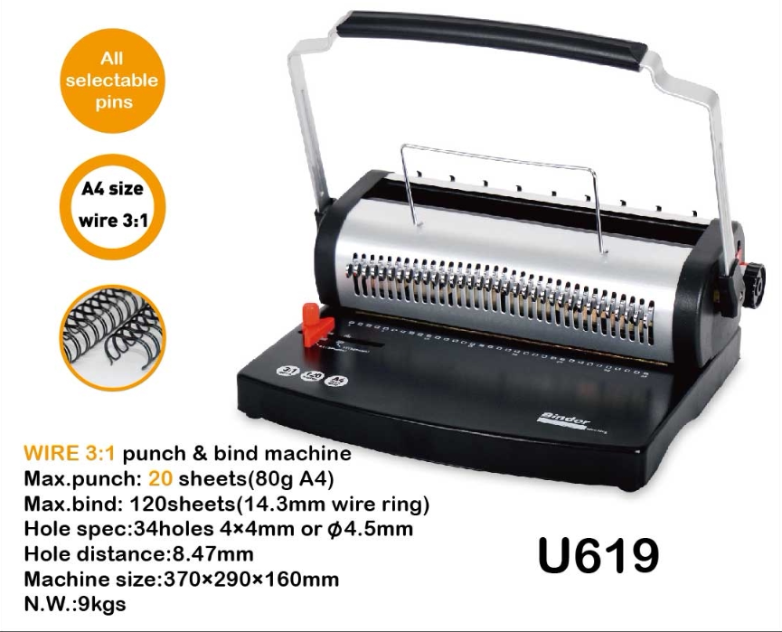 New Yide iron ring binding machine punching machine square hole binding machine iron ring machine U619 iron ring type binding machine