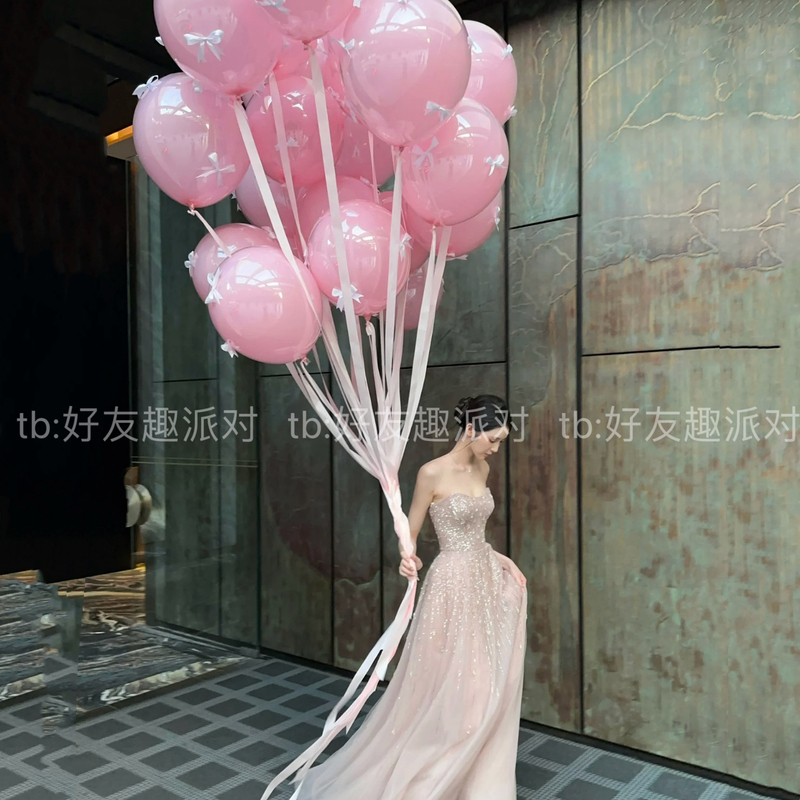 ins Large White and Pink Bow Balloons, Popular on Xiaohongshu, Balloon Bunch, Birthday Photo Props, Decoration