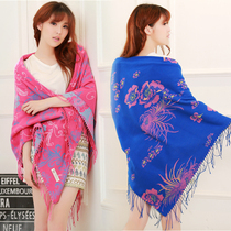 Lijiang ethnic style large scarf autumn and winter shawl scarf dual-use female air conditioner thickened square shawl Tibetan shawl
