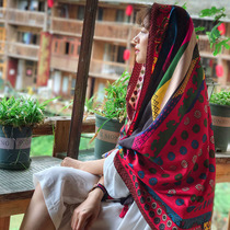 Summer ethnic style Great Northwest tourism sunscreen shawl womens silk scarf Grassland Tibet Qinghai Lake photo desert scarf