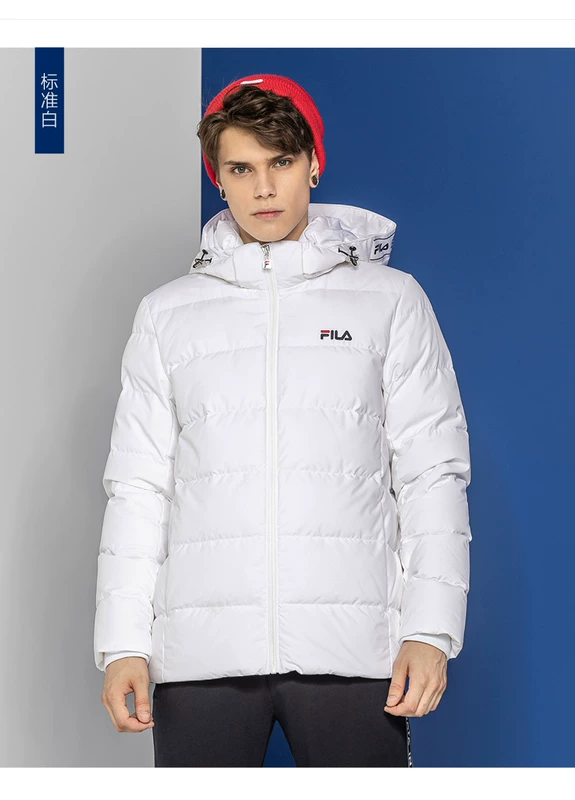 FILA Fila Down Jacket Men 2018 Winter Mới Thể thao giản dị Thoải mái ấm áp Áo trùm đầu xuống Áo khoác nam