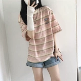 Японская радужная хлопковая футболка с коротким рукавом, сумка, подходит для подростков, свободный крой