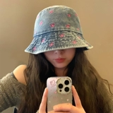 Японская промывая вода джинсовая горшка самка 2024 Новая весна и летняя вышитая тень бабочки Большая голова.