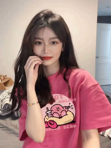 Японская сексуальная футболка с коротким рукавом, свободный крой, оверсайз