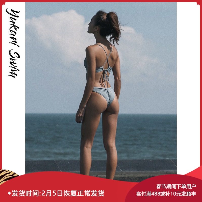 Yukari swim European and American sexy gathering bikini three-point T split swimsuit women's 2021 new swimsuit