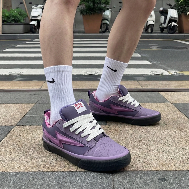 Purple Versatile Fashion Personality Embroidered American Street Style Sneakers Lightning Shoes Chunky Bread Shoes Casual Shoes
