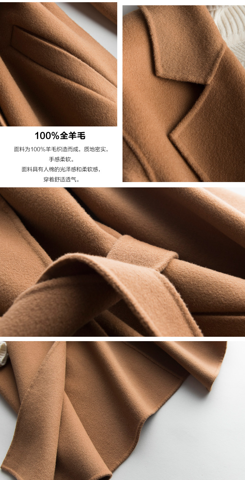 2018 thu đông mới áo len hai mặt nữ dài len áo len cashmere len Hepburn gió áo khoác dài hàn quốc