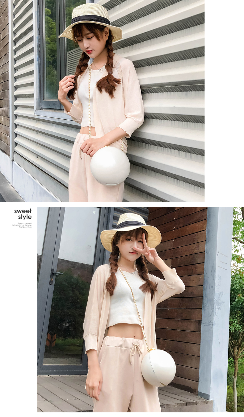 Phần mỏng đan cardigan của phụ nữ phần ngắn mùa hè băng lụa coat loose khăn choàng bên ngoài mặt trời bảo vệ quần áo điều hòa không khí áo gió lười khoác cardigan