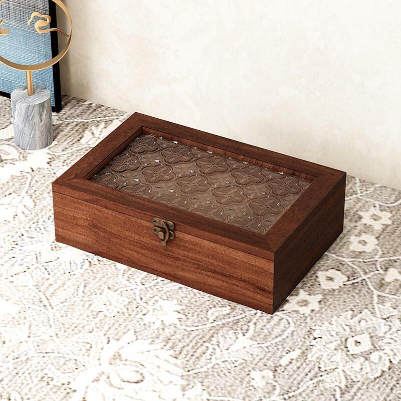 Solid Wood Flip-Top Transparent Storage Box Toy Blind Box Figurine Doll Storage Desktop Cosmetics Japanese Retro Solid Wood Flip-Top Transparent Storage Box Toy Blind Box Figurine Doll Storage Desktop Cosmetics Japanese Retro