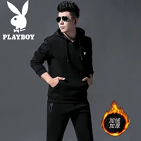 Playboy, трендовая однотонная демисезонная толстовка с капюшоном, рубашка, черные джинсы с начесом
