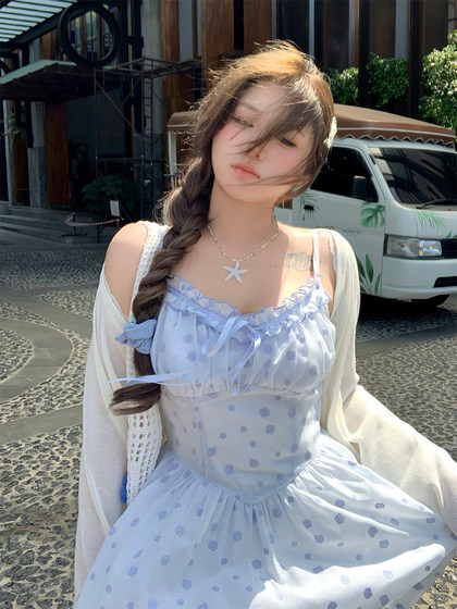 安妮不火 甜美木耳边碎花长裙女2025春夏新款微胖大码温柔连衣裙