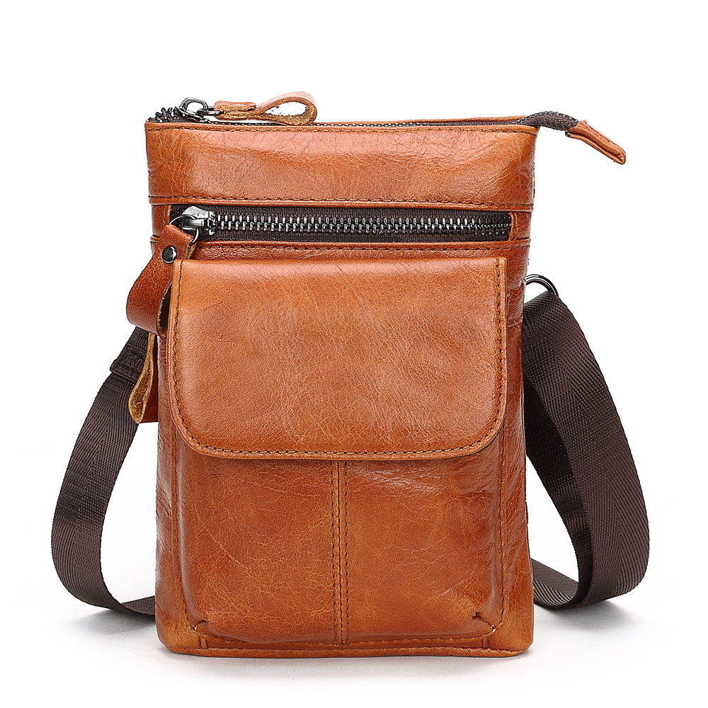 Mobile phone waist bag men wear belt vertical multifunctional 6-inch mobile phone bag leather 7-inch Baotou layer cowhide large capacity tide