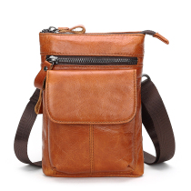 Mobile phone fanny pack men wear a belt vertical multi-functional 6-inch mobile phone bag genuine leather 7-inch baotou layer cowhide large capacity tide