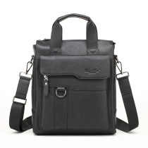 Handbag mens cowhide shoulder bag Business mens bag Large capacity leather casual messenger bag Vertical briefcase