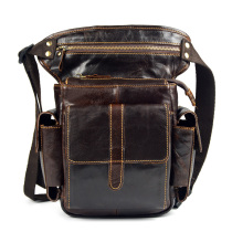 Vintage crazy Horse leather mens fanny pack first layer cowhide bag motorcycle shoulder leg bag Mobile phone leather messenger bag mens bag