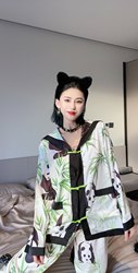 小红书同款新中式睡衣套装女感冰丝绸缎盘扣家居服可外穿