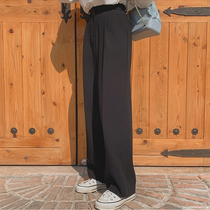 Spring new mopping pants womens high waist fashion casual wide leg pants loose and versatile trousers womens hanging suit pants tide