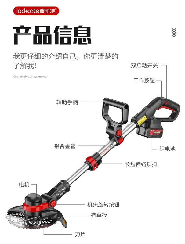 Máy cắt cỏ pin lithium có thể sạc lại, máy cắt cỏ chạy điện, máy cắt cỏ đa chức năng, máy cắt cỏ gia đình nhỏ, dụng cụ cắt máy phát cỏ thụy điển